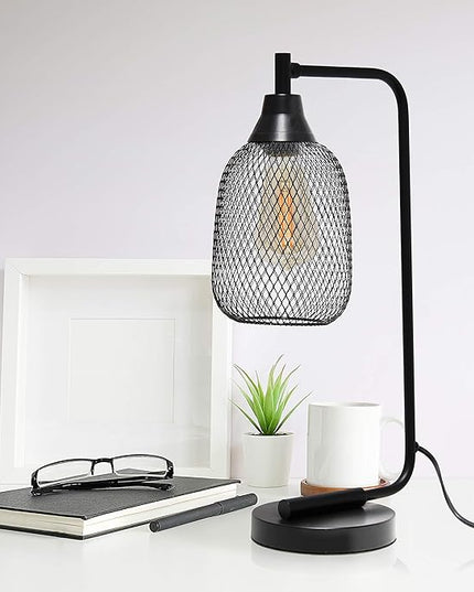 Elegant Designs LD1060-BLK Mesh Wire Table Lamp, Matte Black - LeafyLoom