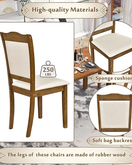 Simple Style Wood Rectangular 4 Upholstered Chairs, Easy Assembly, for Space, Apartment, Room, 5 Piece Dining Table Set, Walnut 34 - LeafyLoom