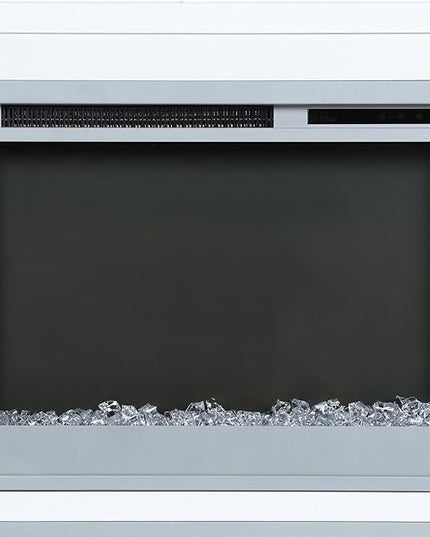 Ameriwood Home Lumina Fireplace TV Stand for TVs up to 70 Inch, Replaceable Electric Fireplace Insert Heater, Remote Control, Timer, Color Changing LED Lights, Crystal Ember Flames, White - LeafyLoom
