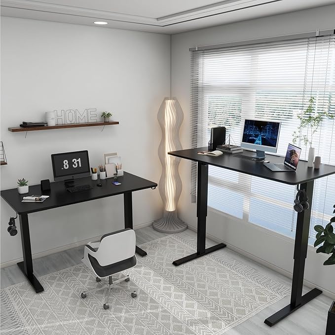 Whole Piece Top Manual Standing Desk Adjustable Height- Crank Stand Up Desk, Sit Stand Desk with Frame & Desktop, Computer Desk - LeafyLoom