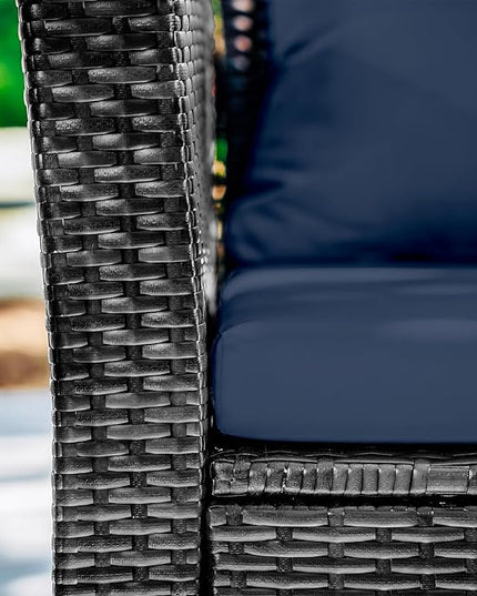 Nestl Wicker Outdoor Furniture Set - 4 Piece Patio Set (Grey/Navy) - LeafyLoom