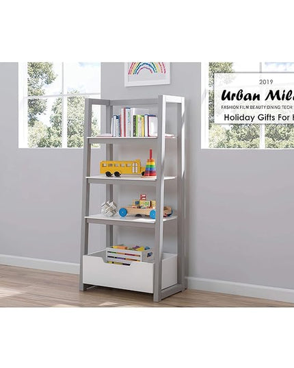 Delta Children Ladder Shelf, White/Grey - LeafyLoom