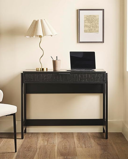 Walker Edison Office Writing and Computer Desk Spacious Desktop, Complementary in Living Spaces, 38 Inch, Reeded Black - LeafyLoom