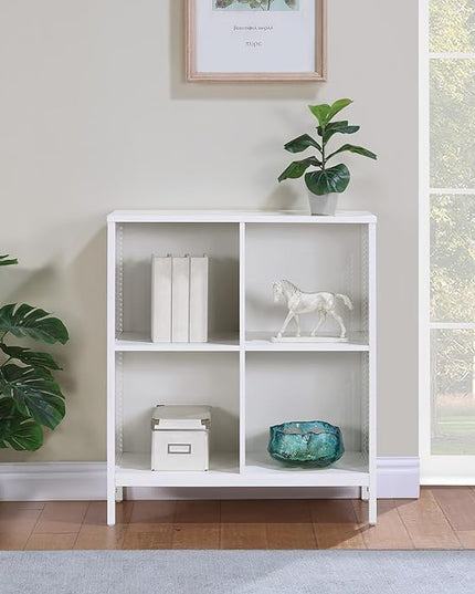 OSP Home Furnishings Ace Contemporary Modern Storage Cube Bookcase, 4 Cubes, White Finish - LeafyLoom
