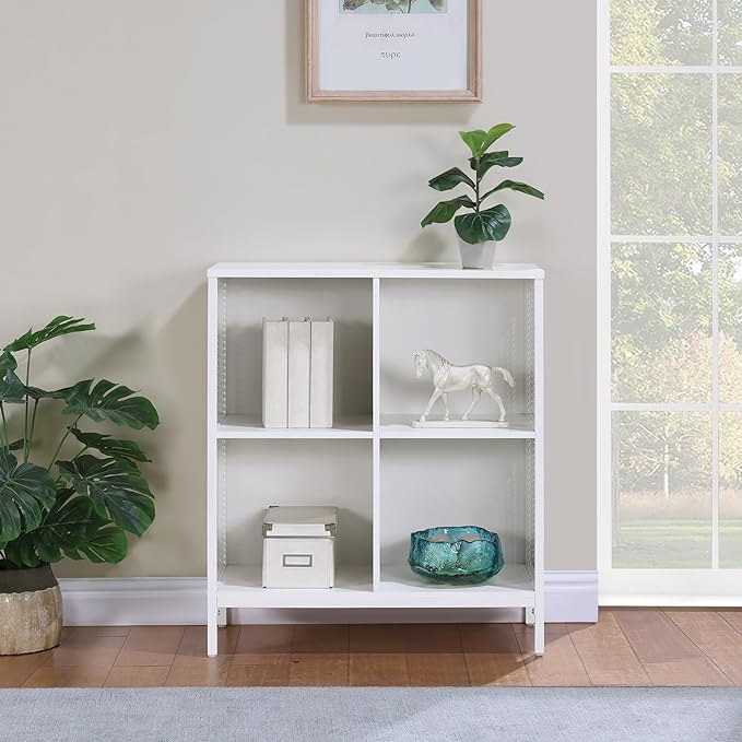 OSP Home Furnishings Ace Contemporary Modern Storage Cube Bookcase, 4 Cubes, White Finish - LeafyLoom