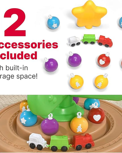 Step2 My First Christmas Tree for Kids, Interactive Christmas Tree Toy, Toddlers Ages 1.5+ Years Old, 12 Colorful Plastic Ornaments to Decorate, Mini Train Set Circles the Skirt - LeafyLoom