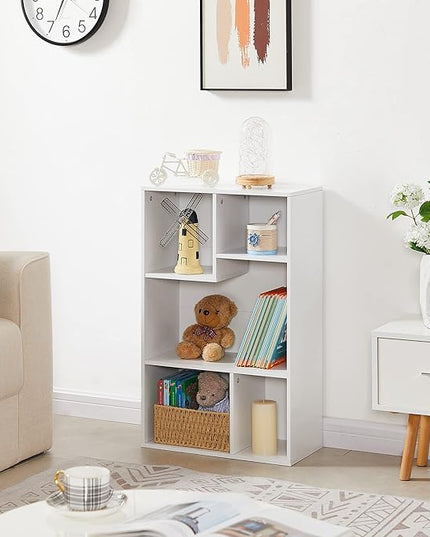 VECELO 5 Cube Modern Bookcases, 3 Tier Bookshelves, 31 Inch High Cubby Storage Organizer, Shelf Hight Up to 12.8 Inches Suit for Most Books, Vertical or Horizontal Use Available,Pearl White - LeafyLoom