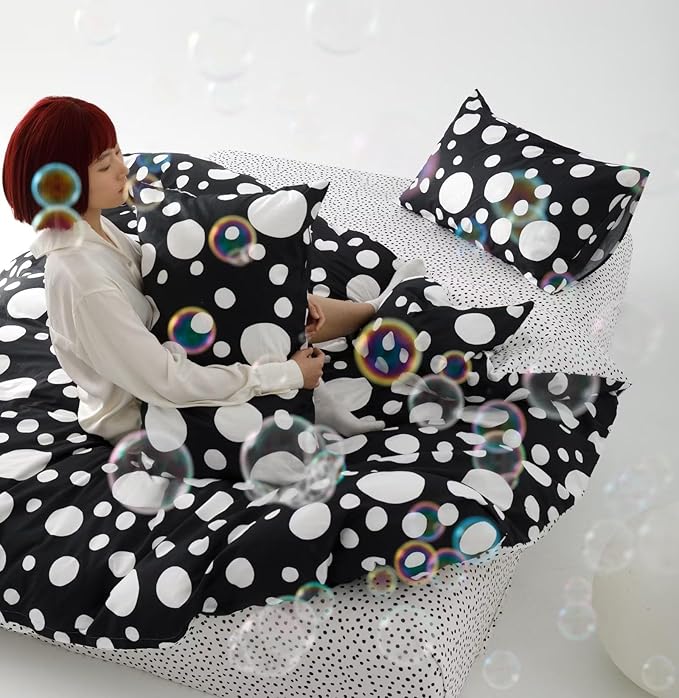 White Polka Dots Comforter Twin Black White Dots Print Reversible Gingham Twin Bedding Comforter Set Boys Girls Black White Bed Sets Soft 3Pcs Twin Comforter Sets - LeafyLoom