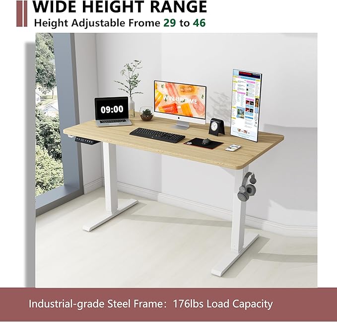 Standing Desk Adjustable Height- Whole Piece Desktop Stand Up Desk, Electric Standing Desk, Sit to Stand Desk for Home & Office Computer Desk - LeafyLoom