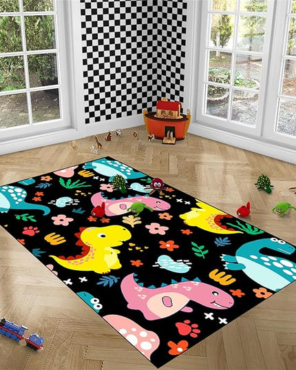 Dinosaur Rugs for Boys Bedroom - Dinosaur Pattern Area Rug Kids Bedroom Rug Kids Play Rugs for Boys Dinosaur Bedroom Decor for Boys Colorful Dinosaur Print Area Rug Kids Rugs for Bedroom,4'×5' - LeafyLoom