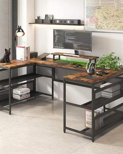 NicBex Laik-DW-00008-DX Desks, 82" W x 43" D x 35" H, Brown - LeafyLoom