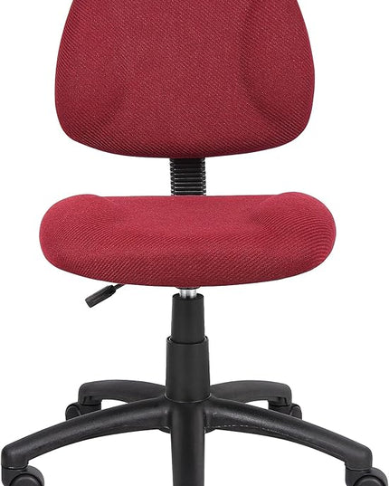 Boss Office Products Perfect Posture Delux Fabric Task Chair without Arms in Burgundy - LeafyLoom