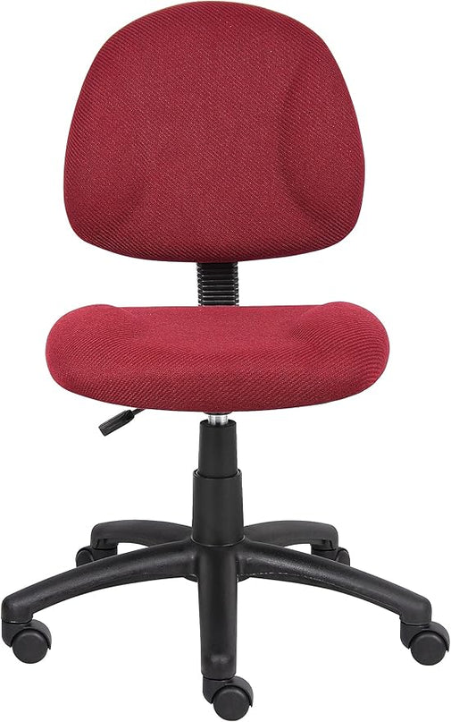 Boss Office Products Perfect Posture Delux Fabric Task Chair without Arms in Burgundy - LeafyLoom