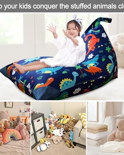 Jorbest Stuffed Animal Storage Bean Bag Chair for Kids Adults, Stuffed Animal Bean Bag Storage, Dinosaur Bean Bag Stuffed Animal Storage, Dinosaur Kids Bean Bag Chair Cover - Cover ONLY (200L/52 Gal) - LeafyLoom