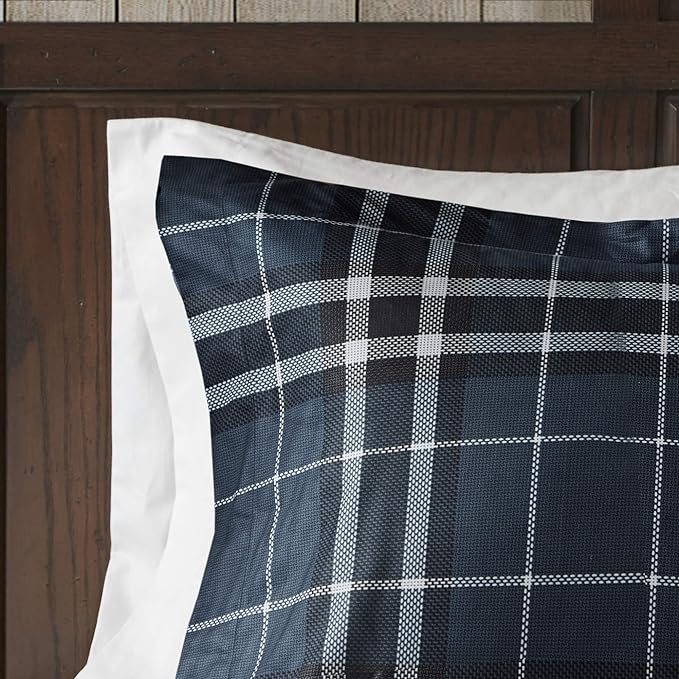 Woolrich Comforter Set, Cabin Lodge, Warm Cover for Colder Season, Modern Cottage-Inspired Down Alternative Ultra Soft Microfiber Bedding, Matching Sham, Plaid Navy King 3 Piece - LeafyLoom