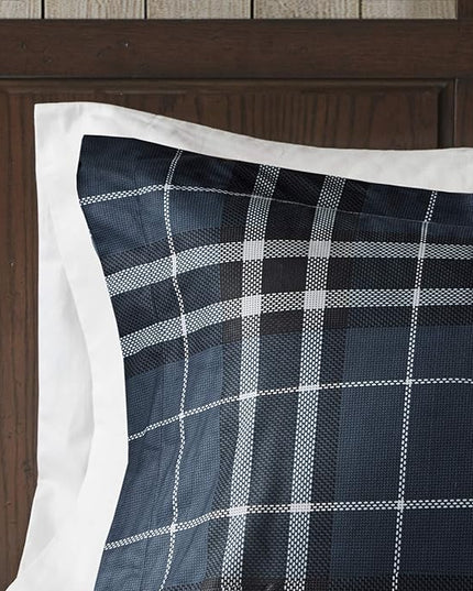 Woolrich Comforter Set, Cabin Lodge, Warm Cover for Colder Season, Modern Cottage-Inspired Down Alternative Ultra Soft Microfiber Bedding, Matching Sham, Plaid Navy Twin 2 Piece - LeafyLoom