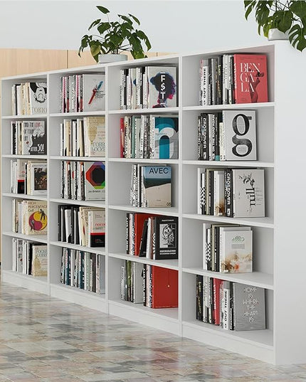 Farini 5 shelf boockase Display Bookcase Freestanding Wooden Bookshelves for Home Office Living Room,60 Inch Height,White - LeafyLoom