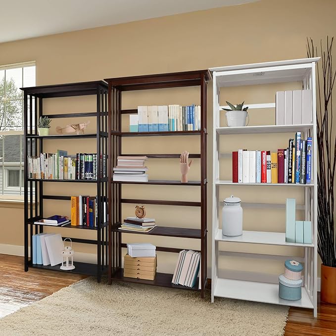 Casual Home Mission Style 5-Shelf Bookcase, Walnut - LeafyLoom