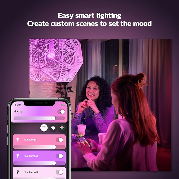 Philips Hue Smart 100W A21 LED Bulb - White and Color Ambiance Color-Changing Light - 1 Pack & Smart 60W A19 LED Bulb - White and Color Ambiance Color-Changing Light - 2 Pack Philips+Hue
