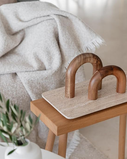 Wood Arch Bookshelf Decor - Shelf Decor Accents, Coffee Table Decor Items, Modern Home Decor, Entryway Decor, Decorative Objects, Coffee Table Decorations Living Room, Desk Decor Aesthetic - LeafyLoom