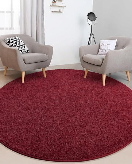 Round Area Rugs for Bedroom Living Room, 4x4 Rose Red Super Soft Comfy Thickened Memory-Foam Indoor Circle Carpets, Modern Aesthetic Minimalist Carpet for Boys Girls Adults Nursery Home Décor - LeafyLoom