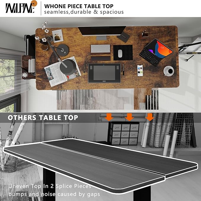 Whole Piece Desktop Manual Standing Desk Adjustable Height- Crank Stand Up Desk, Sit Stand Desk with Frame Computer Desk - LeafyLoom
