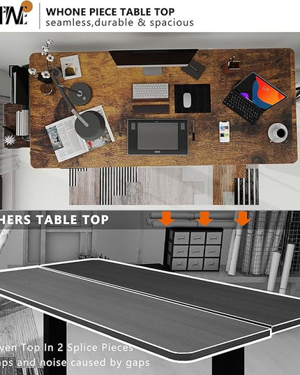 Whole Piece DeskTop Manual Standing Desk Adjustable Height- Crank Stand Up Desk, Sit Stand Desk with Frame Computer Desk - LeafyLoom