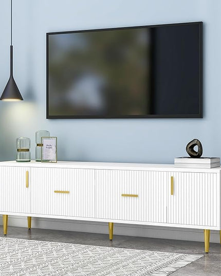 NicBex TV Stand for 75 Inch TV Modern TV Media Console Table with 5 Champagne Legs and Storage Space,Entertainment Center with Storage for Living Room,67 Inch,White - LeafyLoom