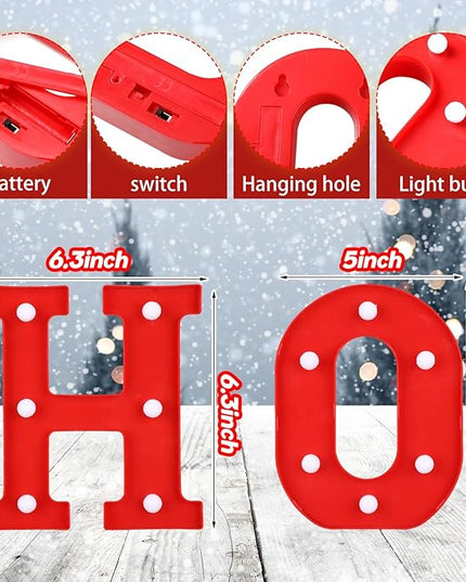 VIHOSE Christmas LED Letter Lights Sign Table Decoration Christmas Light up Letters Battery Powered Letter for Home Bar Christmas Party Bedroom Tabletop Decoration Gift(Ho Ho Ho) VIHOSE