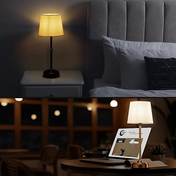 O’Bright Seraph - Cordless LED Table Lamp with Dimmer, Built-in Rechargeable Battery, 3-Level Brightness, Patio Table Lamp, Bedside Night Lamp, Ambient Light for Restaurant, Antique Brass - LeafyLoom