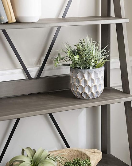 Walker Edison X Back Modern Farmhouse Wood Bookcase Bookshelf Home Office Living Room Storage, 4 Shelves, Grey - LeafyLoom