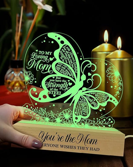 Gifts for Mom from Daughter Son | Mom Birthday Gifts | Acrylic Night Lamps for Mother | Things to Get Your Mom on Valentines Day, Thanksgiving, Christmas, Mothers Day | Butterfly Shaped - LeafyLoom