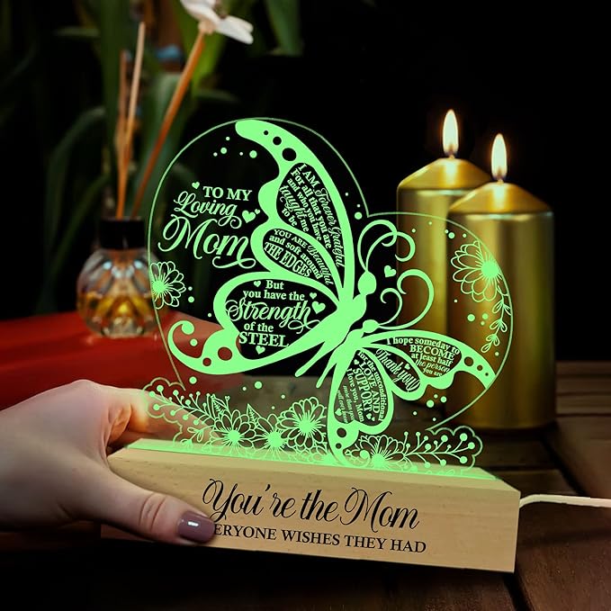 Gifts for Mom from Daughter Son | Mom Birthday Gifts | Acrylic Night Lamps for Mother | Things to Get Your Mom on Valentines Day, Thanksgiving, Christmas, Mothers Day | Butterfly Shaped - LeafyLoom