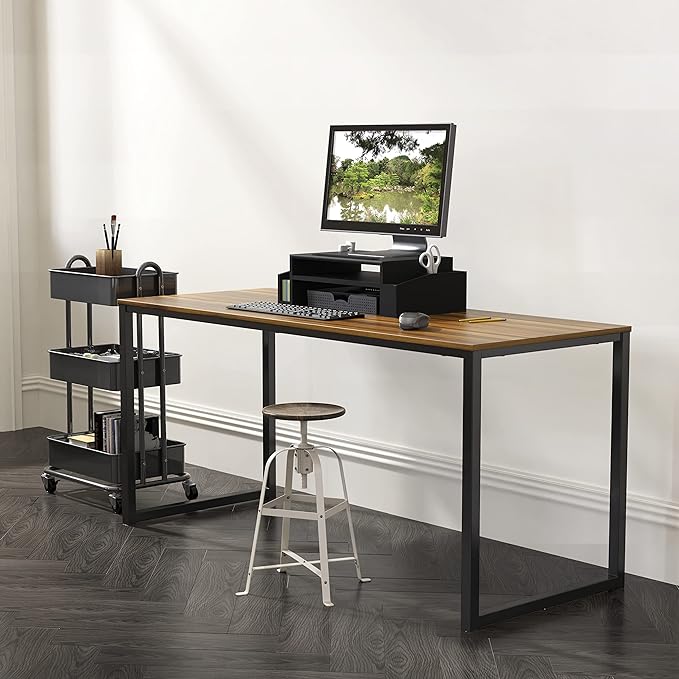 SHW Home Office 48-Inch Computer Desk, 24" Deep, Walnut - LeafyLoom