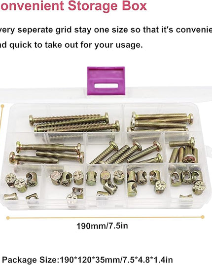 Crib Bolts Replacement Kit, cSeao 50pcs Zinc Plated M6 Socket Cap Screws Barrel Nuts for Crib Cot Chairs Furniture Bed, M6x15mm/25mm/35mm/45mm/55mm - LeafyLoom