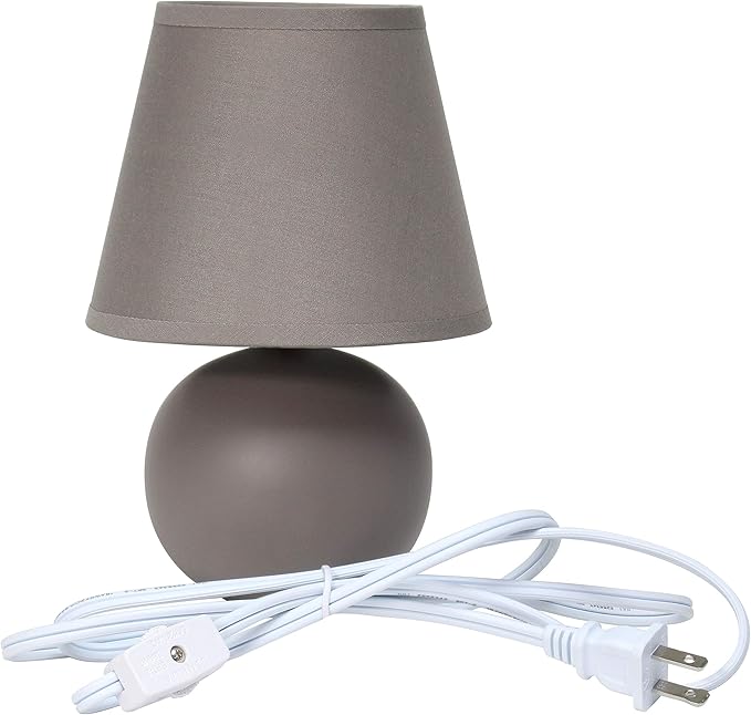 Simple Designs LT2008-GRY Mini Ceramic Globe Table Lamp Gray (Pack of 18) - LeafyLoom