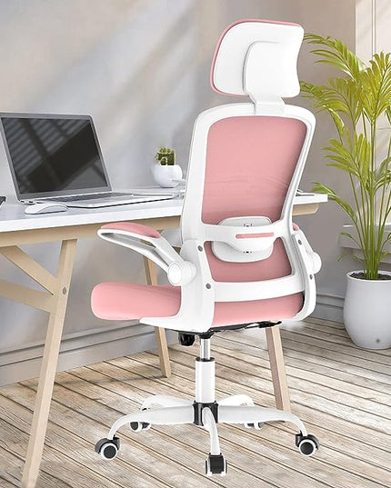 Mimoglad Office Chair, High Back Ergonomic Desk Chair with Adjustable Lumbar Support and Headrest, Swivel Task Chair with flip-up Armrests for Guitar Playing, 5 Years Warranty - LeafyLoom