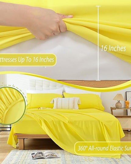 Twin Sheet Set - 3 Piece Soft Breathable Bed Sheets for Twin Size Bed, Extra Deep Pocket Lxuury Brushed Sheets, Cooling Hotel Bedding Sheets and Pillowcases, Wrinkle Free Oeko-Tex Sheets - LeafyLoom