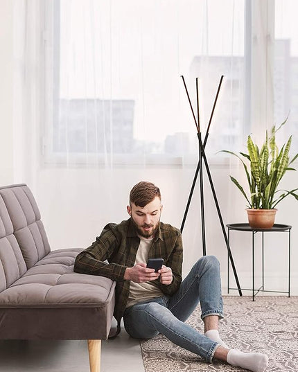 Brightech Stix Floor Lamp, Tall Tree Lamp for Offices, LED Tripod Lamp for Living Rooms, Great Living Room Décor, Dimmable Standing Lamp with 3 Lights for Bedroom Reading - Black - LeafyLoom