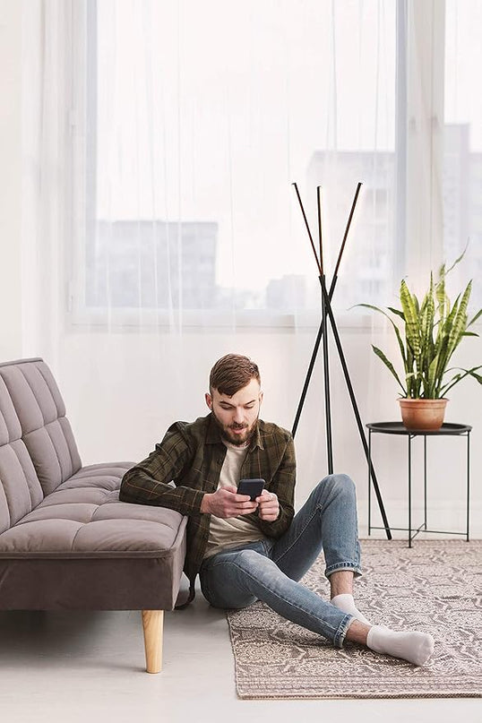 Brightech Stix Floor Lamp, Tall Tree Lamp for Offices, LED Tripod Lamp for Living Rooms, Great Living Room Décor, Dimmable Standing Lamp with 3 Lights for Bedroom Reading - Black - LeafyLoom