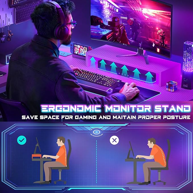 Homieasy Small Gaming Desk with Power Outlets Pegboard LED Light, 43 Inch L Shaped Computer Desk with Monitor Stand Storage Shelves, Reversible Corner Desk with Headset Hooks, Carbon Pink - LeafyLoom