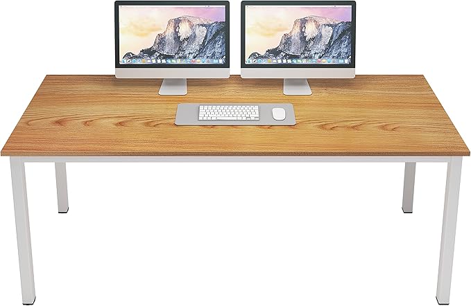 SogesGame Computer Desk, 63 inches Office Desk Computer Table Study Writing Desk Workstation for Home Office, Dining Table Teak White - LeafyLoom