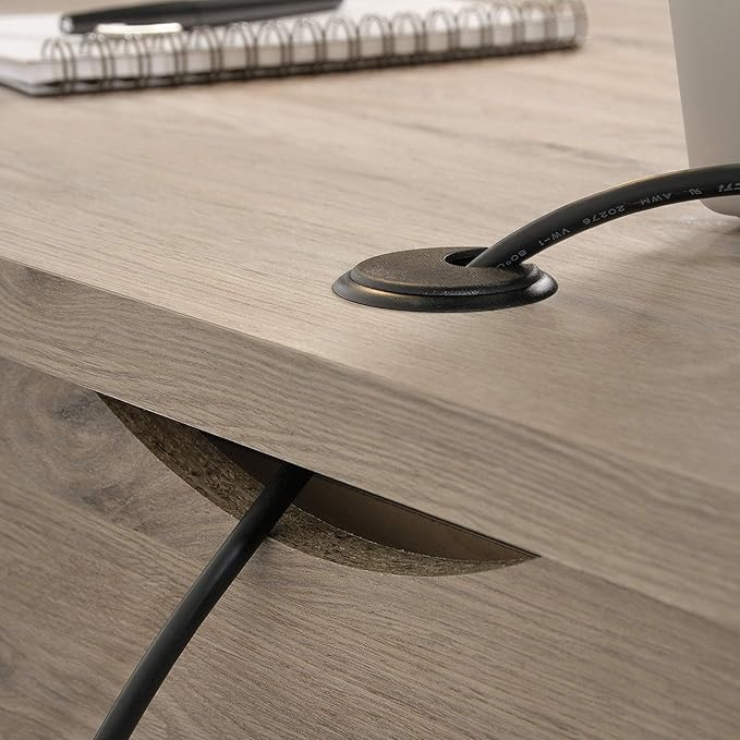 Sauder Summit Station Desk, L: 52.09" x W: 19.29" x H: 29.02", Laurel Oak finish - LeafyLoom