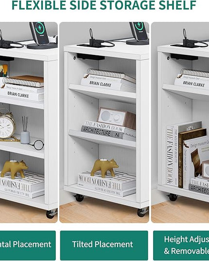 YITAHOME File Cabinet with Charging Station, Mobile Lateral Filing Cabinet with Lock for Home Office, Printer Stand with Open Storage Shelf, Fits A4, Letter, Legal Size Files, Office Furniture, White - LeafyLoom