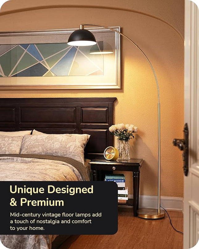 EDISHINE 78.3" Mid Century Modern Floor Lamp, Tall Standing Lamp with Remote, Rotatable LampHead, Brass Floor Lamps for Living Room, Bedroom, Office, Reading Corner, Gold/Black - LeafyLoom