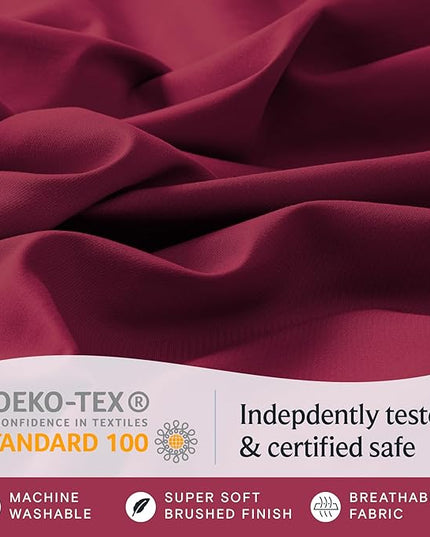 LuxClub 4 PC Sheet Bed Sheets Deep Pockets 18" Eco Friendly Wrinkle Free-Kids-Fitted Sheets Machine Washable Hotel Bedding Silky Soft - Burgundy Twin - LeafyLoom