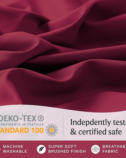 LuxClub 6 PC California King Sheet Set, Breathable Luxury Bed Sheets, Deep Pockets 18" Wrinkle Free Cooling Sheets Machine Washable Hotel Bedding Silky Soft - Burgundy Cal King - LeafyLoom