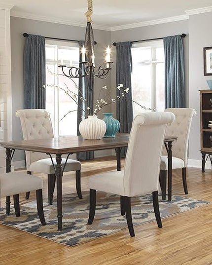 Signature Design by Ashley Tripton Classic Tufted Upholstered Armless Dining Chair, Set of 2, Beige - LeafyLoom