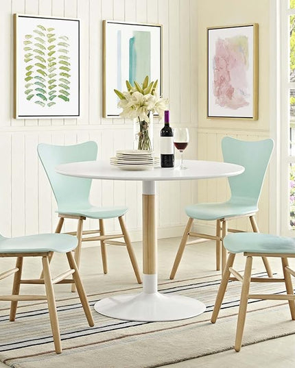Modway Whirl 40" Contemporary Modern Round Kitchen and Dining Table in White - LeafyLoom