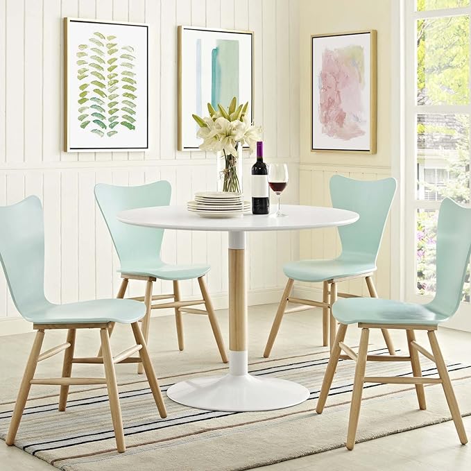 Modway Whirl 40" Contemporary Modern Round Kitchen and Dining Table in White - LeafyLoom